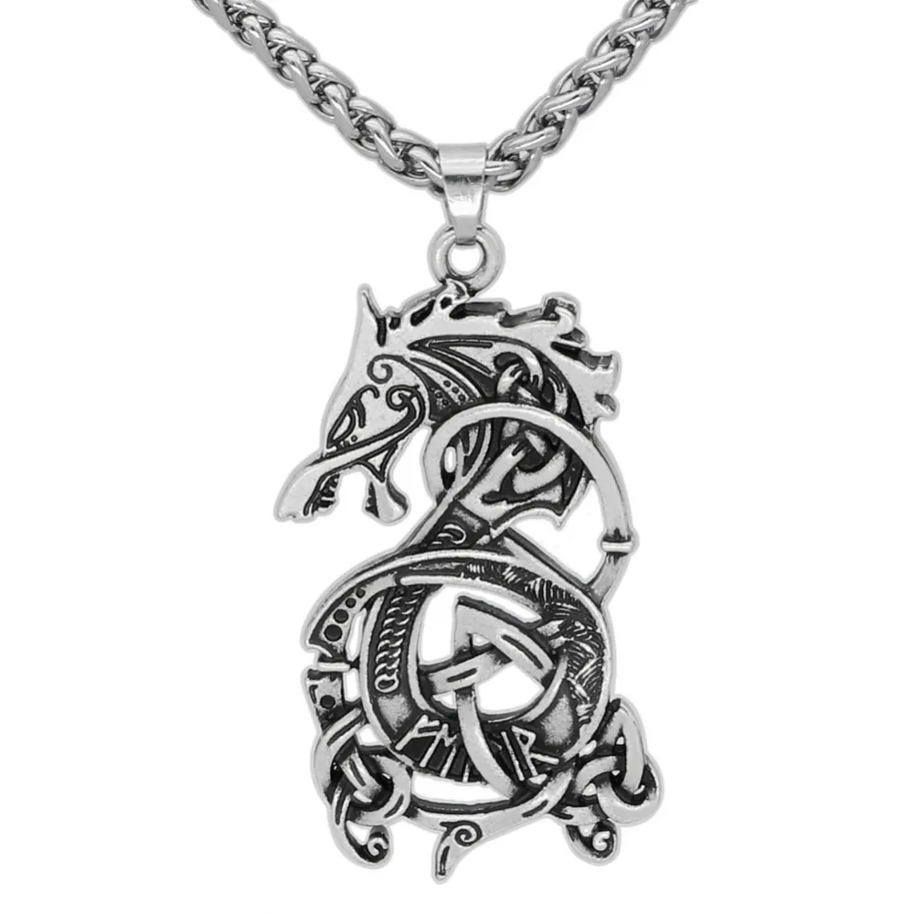 

Dropshiping Viking Legendary Dragon Necklace Nordic Vikings Dragon Amulet Pendant Necklace Original Jewelry Talisman men gift