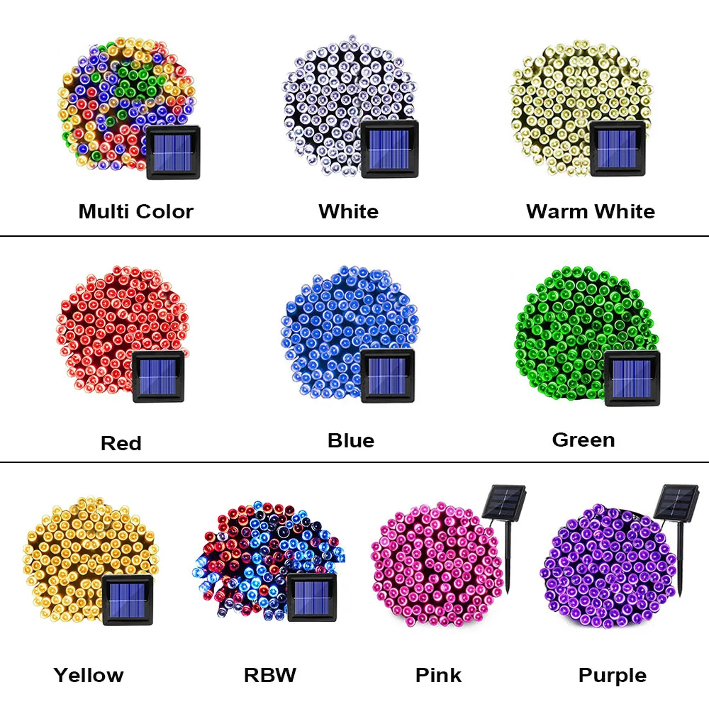 100 LED Solar String Light Outdoor Waterproof Fairy Solar Lights For Garden Decoration Christmas Solar Powered Lamp Strip 200LED (41)