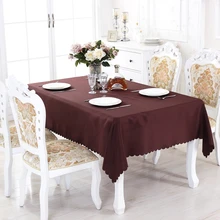 Фотография Eureapen Style Solid Round Polyester Rectangle Tablecloth On table Square Dining Tablecloths Picnic Tablecloth For Table Kitchen
