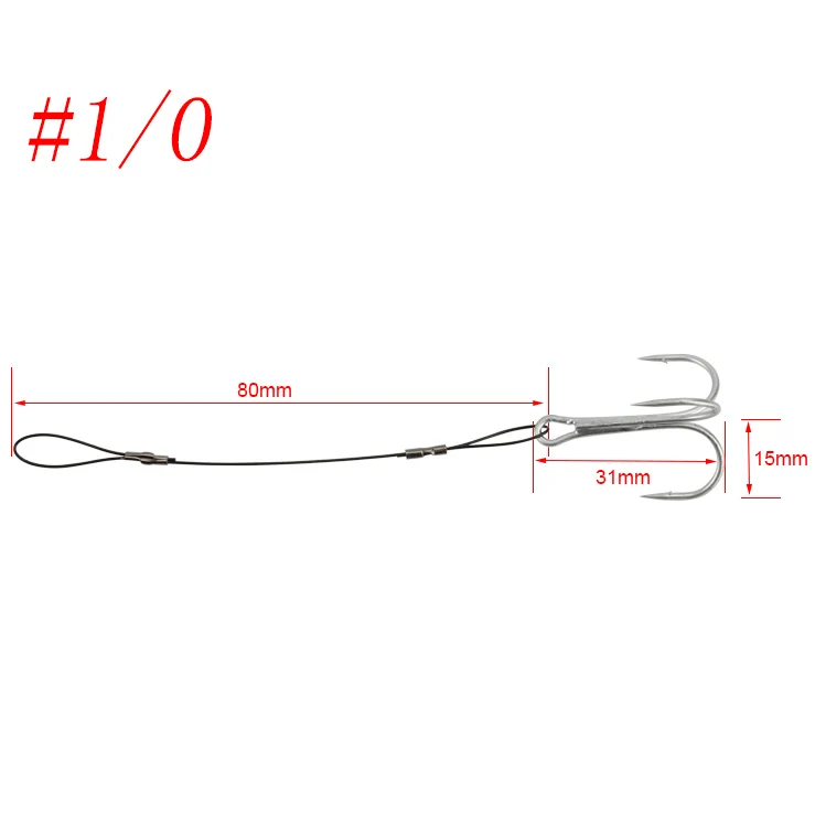 RoseWood Leaders с тройными крючками, рыболовные крючки, металлический крючок, Высокоуглеродистая сталь#6#1#1/0#2/0, вспомогательный крючок, рыболовный крючок - Цвет: 1pc