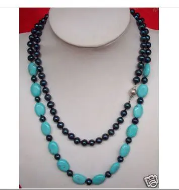 

Noblest Black Pearl And TurquoiseS pendant Necklace H200