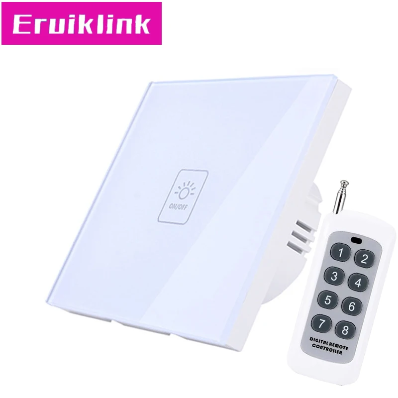 

EU/UK Standard Wireless Remote Control Touch Switch,1 Gang 1 Way RF433 Wall Light Switch For Smart House Free shipping
