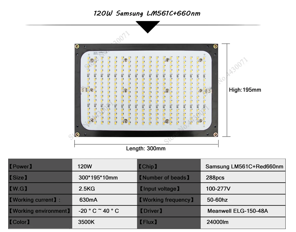 Светодиодный свет для выращивания Quantum доска полный спектр samsung LM301B/LM561C S6 3000 K Светодиодные промышленные светильники Meanwell для DIY