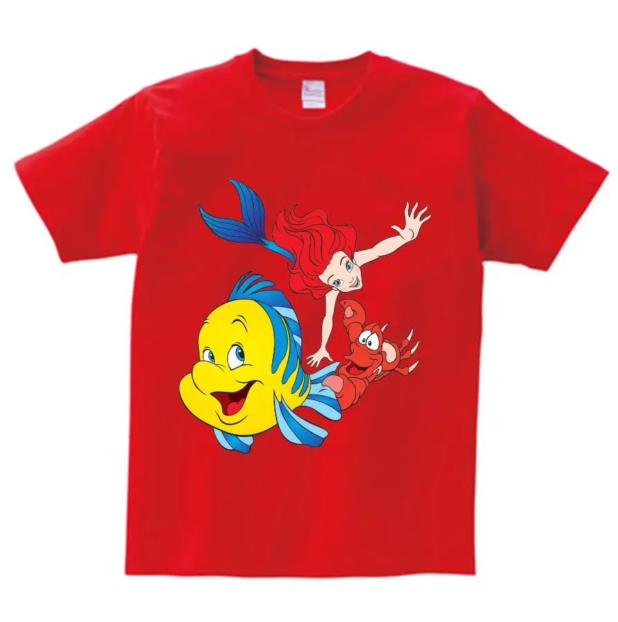 red childreT-shirt Детская одежда с изображением русалки футболки с короткими рукавами для мальчиков и девочек, топы, футболки для малышей детская одежда футболки N - Цвет: red childreT-shirt