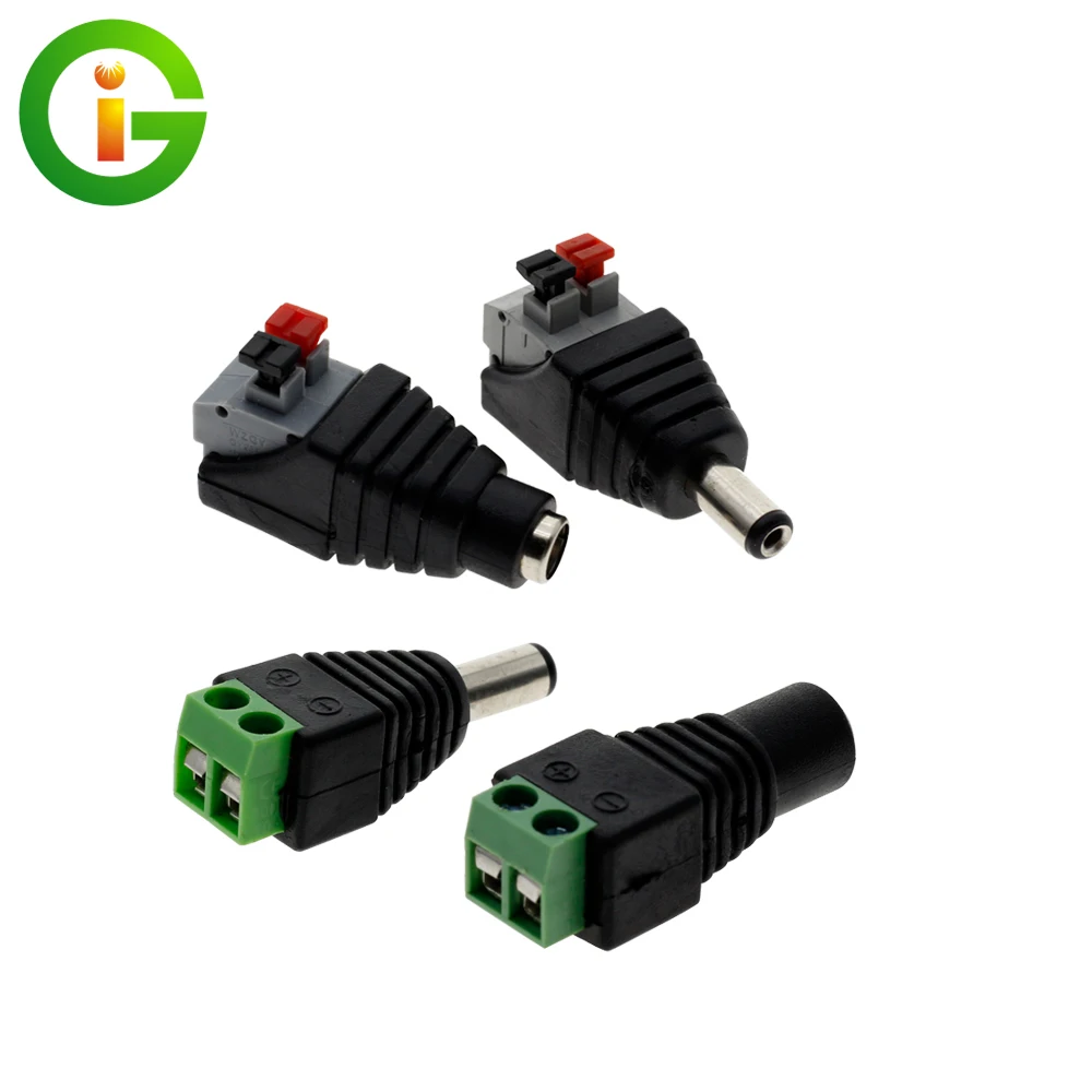 

5.5*2.1mm DC Connector for LED Strip Design Clip Spring Connector Male Female DC Connector Adapter, 5pcs/lot.