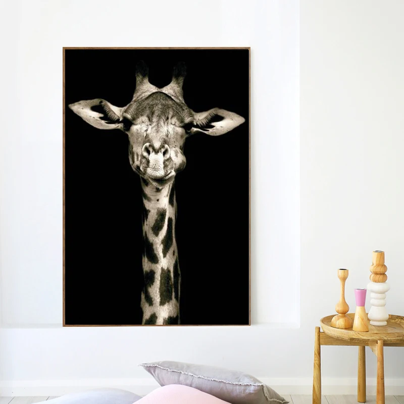 

Animal Painting Posters and Print on Canvas Wall Art Oil Painting for Living Room Home Decoration Cute Giraffe Pictures No Frame