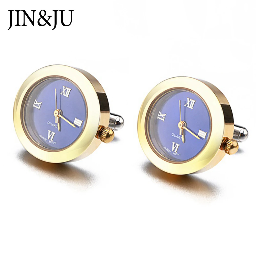 JIN& JU мужские ювелирные изделия высокого качества мужские ювелирные изделия функциональные настоящие часы запонки с батареей цифровые часы Relojes Gemelos