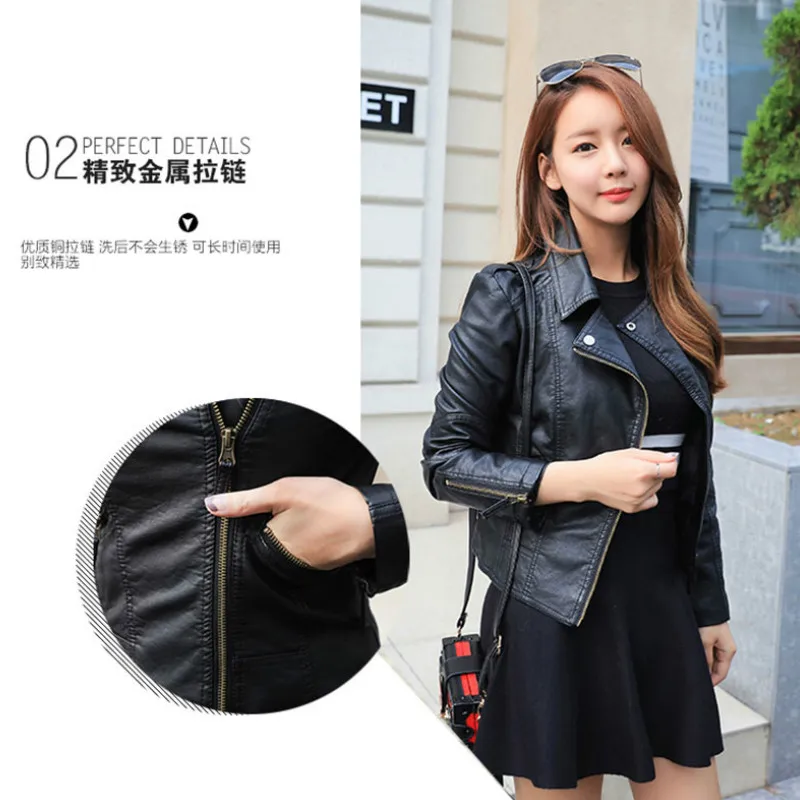 Leather jacket female short spring autumn winter coat Plus thick velvet Korean slim Bomber jacket woman manteau femme plus size 