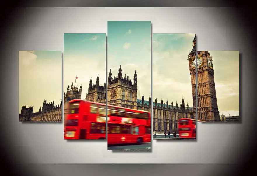 

Artistic originality Indoor Art Abstract Indoor Decor E7 London print canvas decoration 5 pieces Sunset Beach print canvas 5