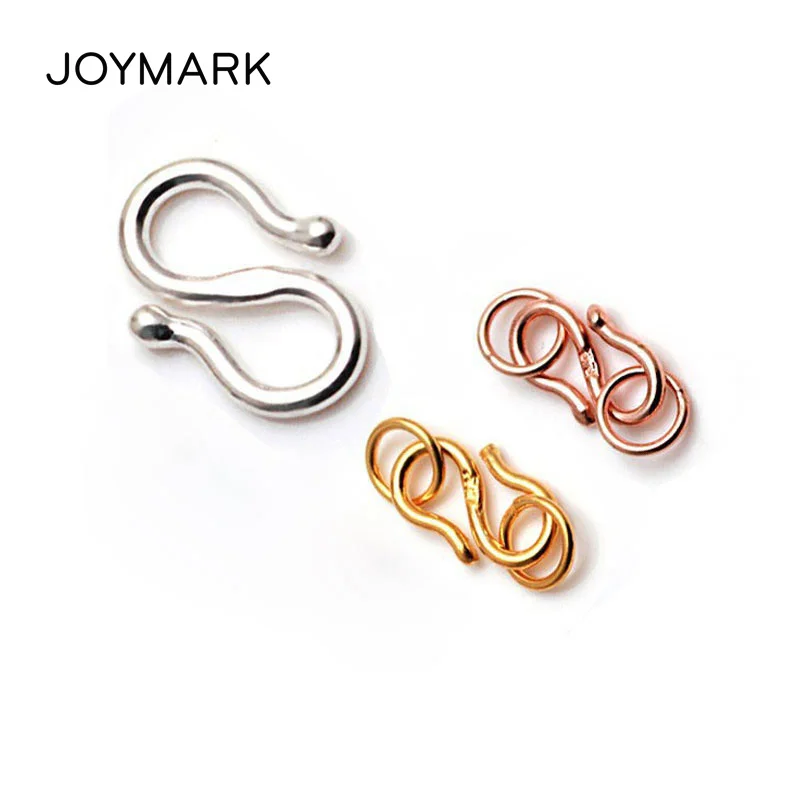 S Shape Solid S990 Sterling Silver Clasps Fine Jewelry Accessories Real Jewellery Findings 20pcs/lot SC-CZ111 | Украшения и