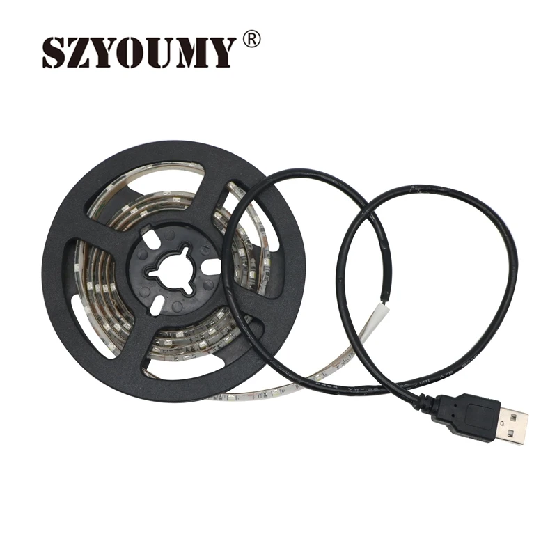 SZYOUMY DC 5 в USB Светодиодная лента Водонепроницаемая RGB 1 м 2835 60 светодиодный s/m гибкая веревка ТВ фоновое освещение