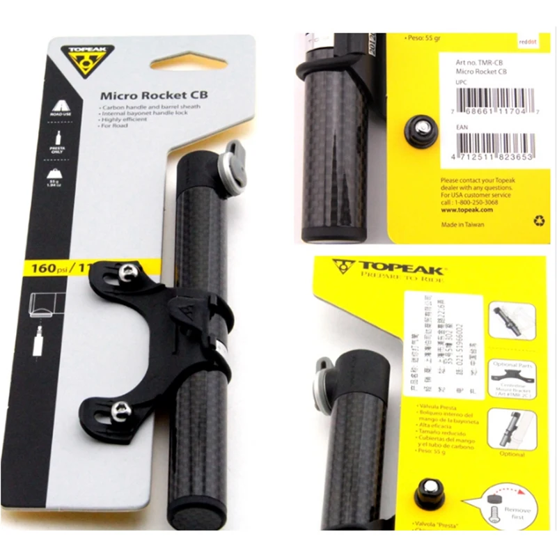 Велосипедный насос TOPEAK 160 PSI из углеродного волокна миниатюрный ультралегкий