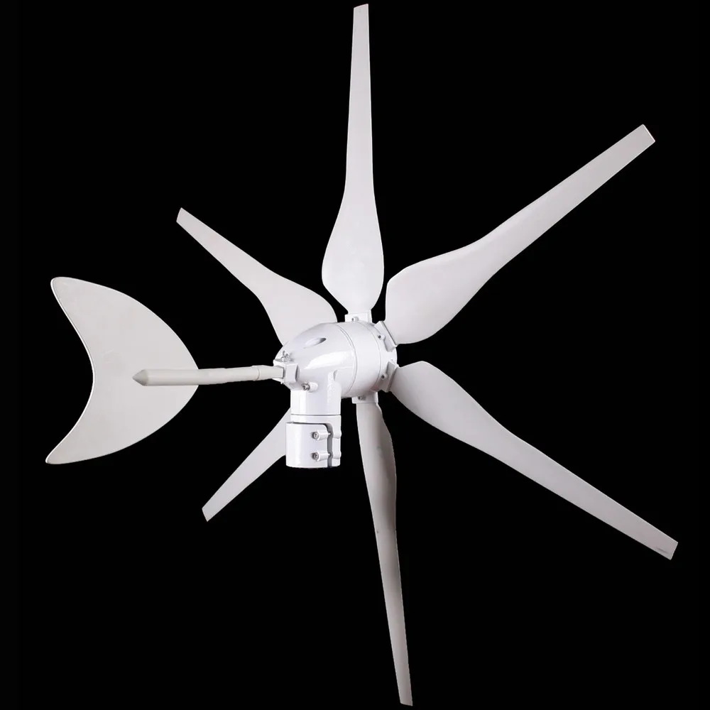 WHITE WIND TURBINE GENERATOR KIT 12V/24V 300W ELECTRICITY 6 BLADES CE