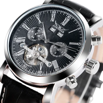 

JARAGAR Self-wind Mechanical Watches Mens Day Date Business Sport Wrist Watch 2019 Luxury Brand Fashion Leather Band Clock Male