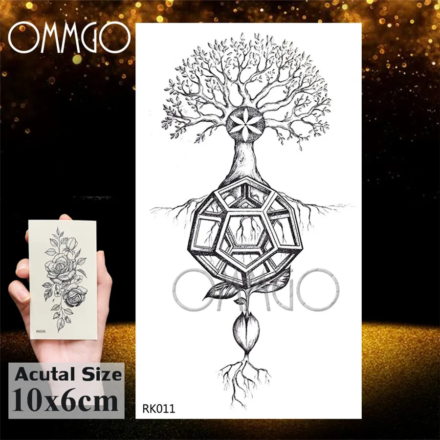 OMMGO Геометрическая бабочка Мотылек черная хна татуировки Временные наклейки череп-Тотем поддельные татуировки для женский боди-арт руки на заказ татуировки - Цвет: ORK011
