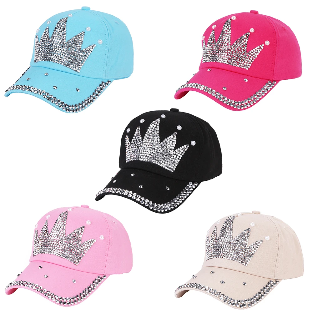 Новая женская Корона искусственный жемчуг стразы Бейсболка Snapback уличная шляпа от солнца