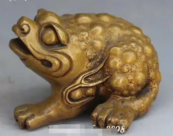 

Old Chinese Fengshui Pure Bronze Wealth Golden Toad Spittor Toads Animal Statue