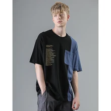 HFNF men's/womens short-sleeved Tops casual T-shirt stitching pattern printing T-shirt round neck cotton males/females T-shirt stripe pattern round neck stitching design t shirt in black