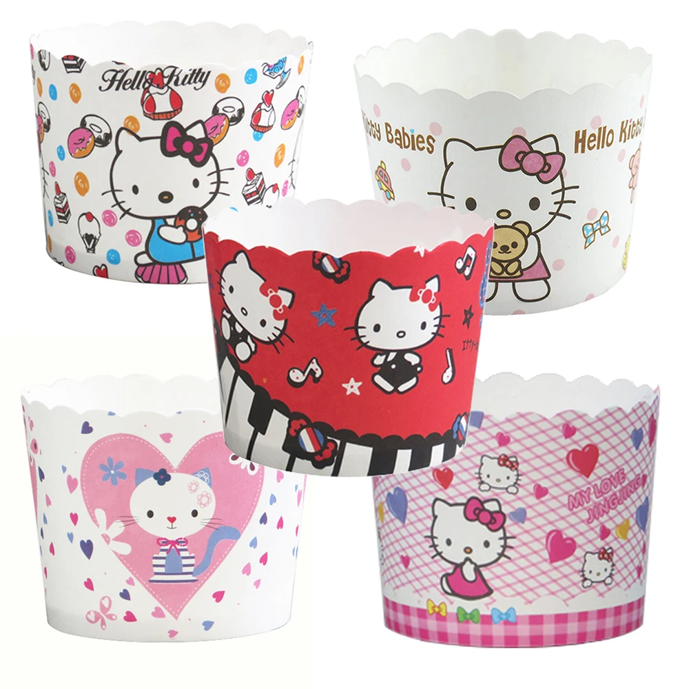 

50pcs/bag Cute Kitty Cat Hello Butterfly Heart Mouse pretty flowers paper Cupcake baking cups for kids girl boy birthday wedding