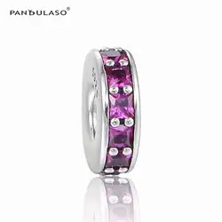 Pandulaso Eternity Spacer Королевский Фиолетовый Бусины для женщин подходят DIY Талисманы браслет и Цепочки и ожерелья подлинные 925 стерлингов