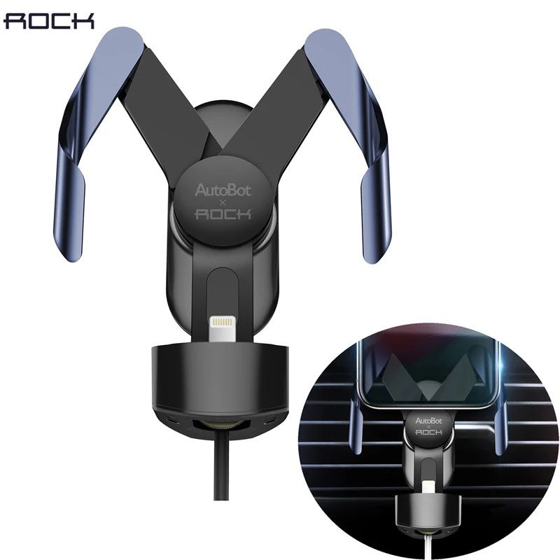 

ROCK easy-charging car vent mount,Car Phone Holder Support Charging Cable for iPhone for Samsung and most Mobile Phones hot