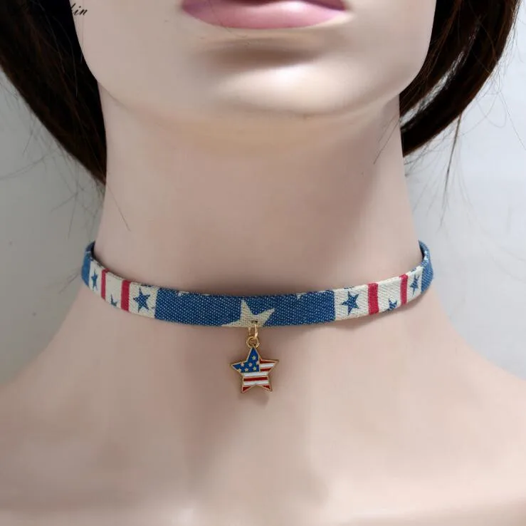 

flag of the United States choker necklace simple personalized necklace for women accessories boho style jewelry