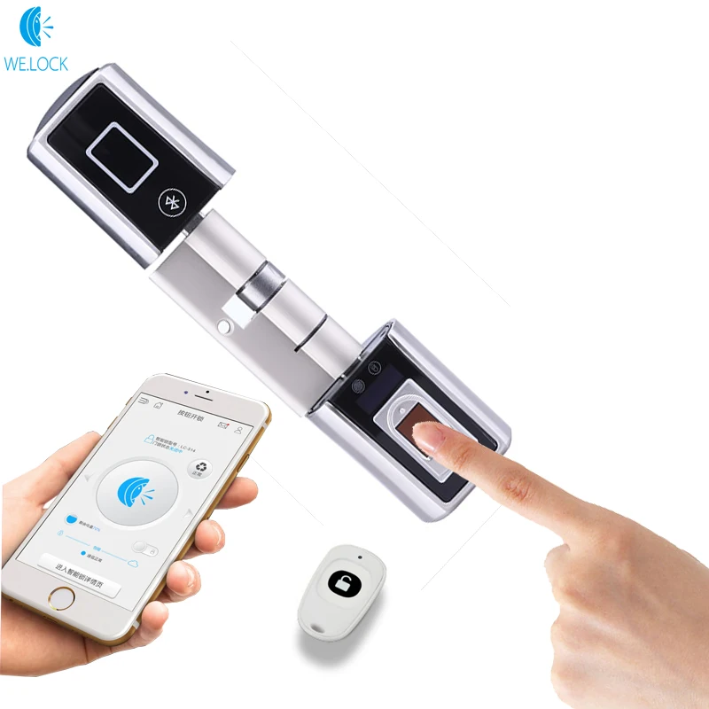

New L5SR-Plus Keyless door lock Digital APP control Fingerprint door lock electronic door Lock Cylinder 50-120mm