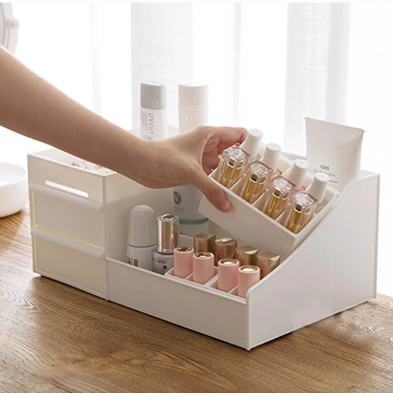 

Plastic Makeup Organizer Storage Box Jewelry Office Drawers Container Make Up Box Cosmetic Boxes Lipstick Cosmetic storage Case