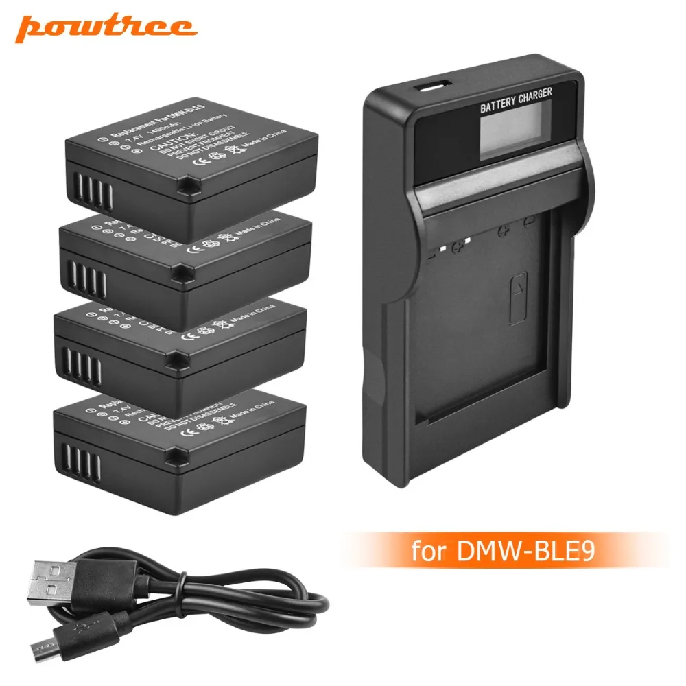 

4X DMW-BLE9 DMW-BLG10 BLG10 BP-DC15 BPDC15 DMW BLE9 BLE9E Battery+LED charger For Panasonic Lumix GF6,GX7,GX80,GX7 Mark II L10
