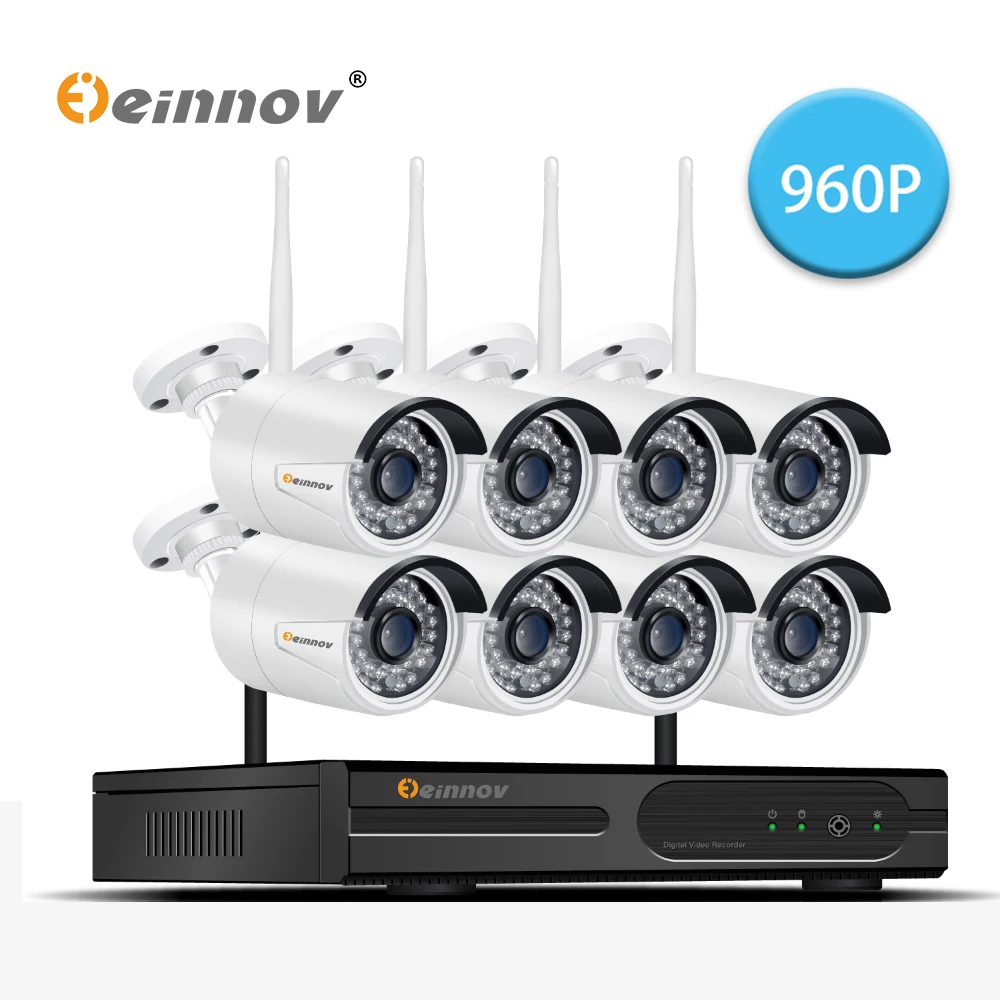 

Einnov 960P 1.3MP 8CH Home Security Wireless Camera Kit Video Surveillance Outdoor Wifi CCTV NVR Set Outdoor IR-Cut Light HDD