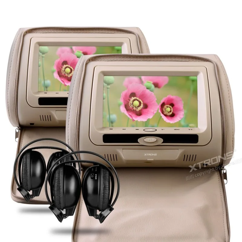 Top 2x7" Beige Headrest Car Monitor with DVD Function & USB SD FM Transmitter IR Transmitter & 2 IR Headphones(Black&Grey Optional) 1 Top 2x7" Beige Headrest Car Monitor with DVD Function & USB SD FM Transmitter IR Transmitter & 2 IR Headphones(Black&Grey Optional) 1