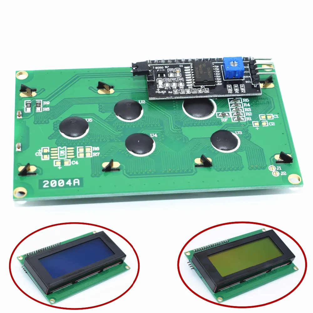 

LCD2004+I2C 2004 20x4 2004A Blue/Green screen HD44780 Character LCD /w IIC/I2C Serial Interface Adapter Module for arduino