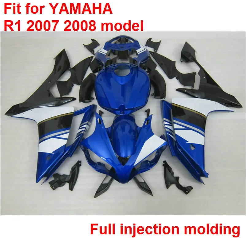 

100% fit injection mold fairings for Yamaha YZFR1 07 08 deep blue black fairing kit YZF R1 2007 2008 HY30
