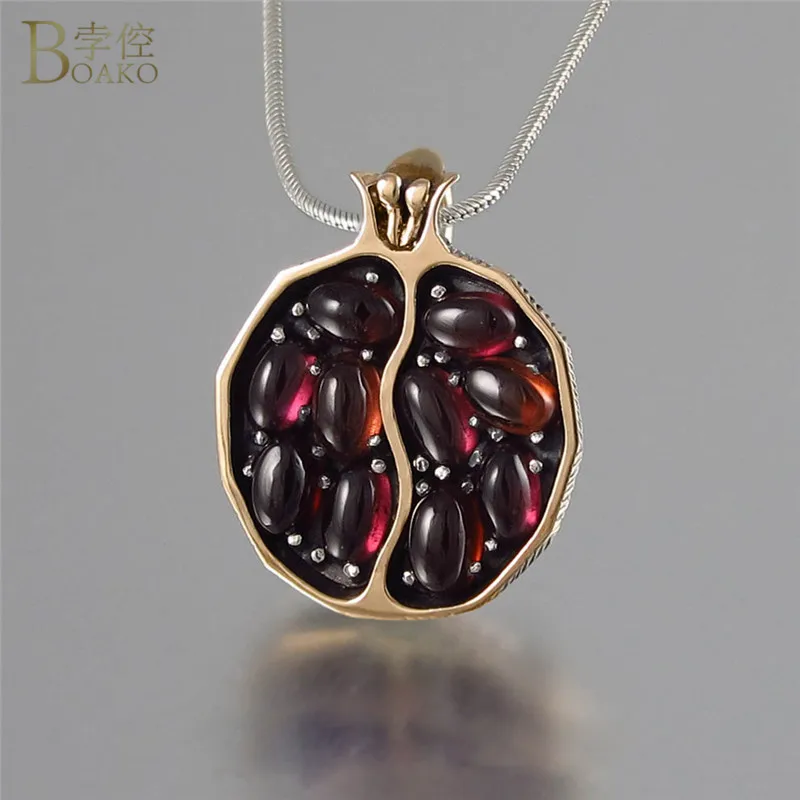 BOAKO, кулон в форме граната, ожерелье, красный гранат, цепочка-ожерелье с камнями, wWomen, ювелирные изделия, bijoux femme, винтажное ожерелье, цепочка B40
