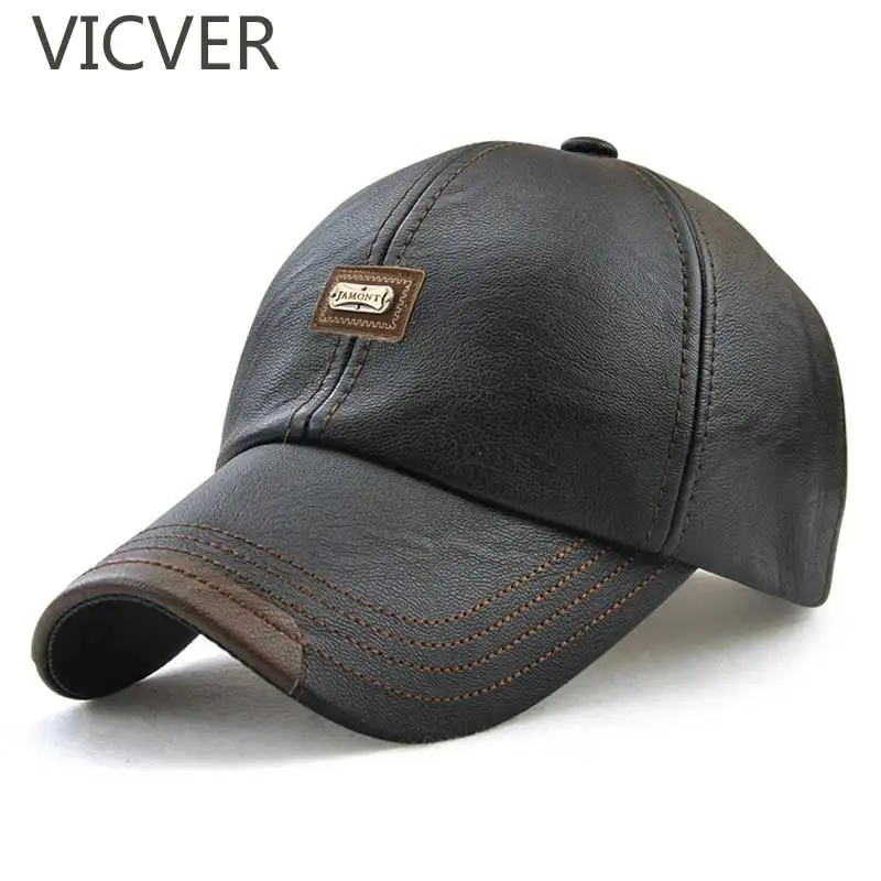 Бейсбольная кепка мужская зимняя шапка Регулируемый искусственная кожа теплая кепка Повседневная мужская шляпа мода осень Открытый Кепка-бейсболка