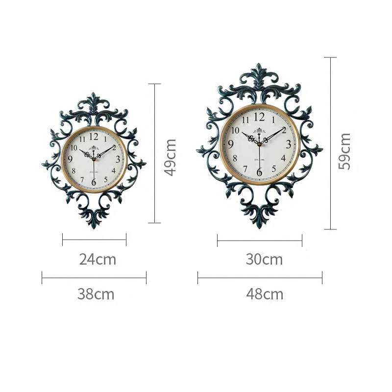 Ретро Винтаж Европейский стиль гостиная большие декоративные настенные часы сдержанный 19 дюймов бесшумный кварцевый механизм развертки второй H