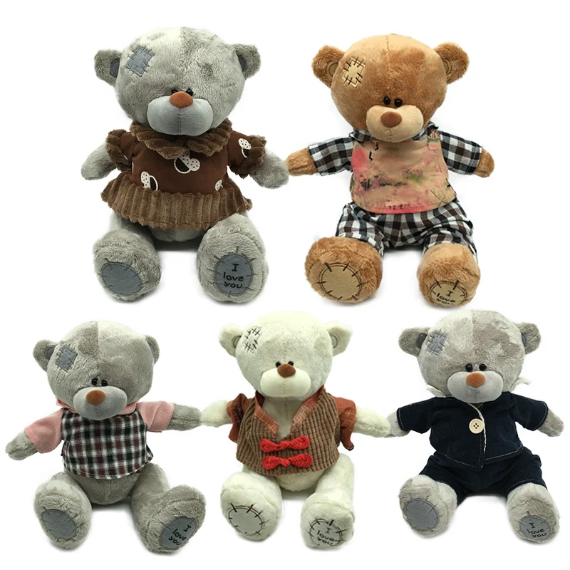 1pc 30cm Patch Bear Plush Toys High Quality Stuffed Teddy Bear Doll Soft Baby Toys Wedding Gifts