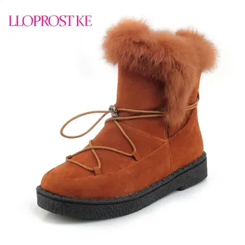 

LLOPROST KE Women Ankle Boots 2017 Winter Fashion Women Boots Comfortable Breathe Freely Real Rabbit Fur Shoes For Woman LYZ081