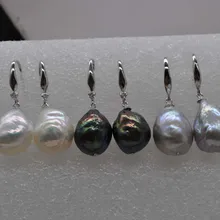 3 пары красивый белый черный серый 13*15 мм Серьги из пресноводного жемчуга Касуми