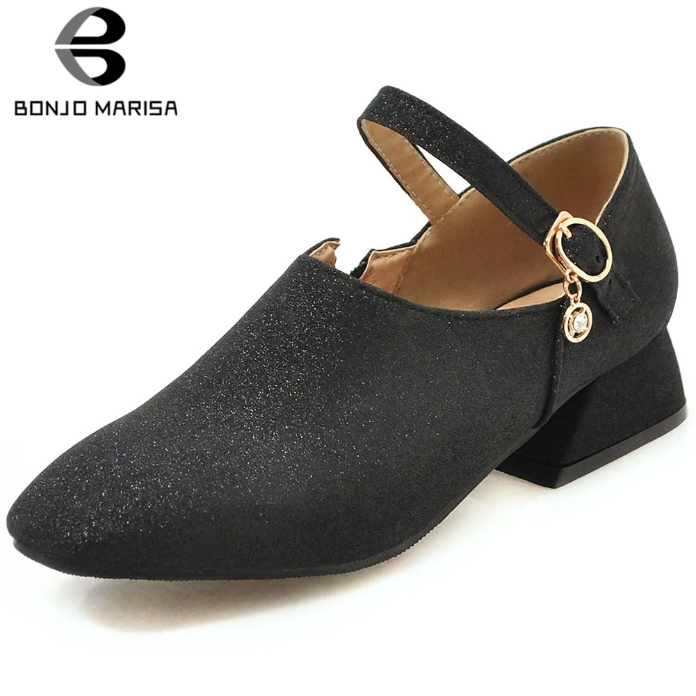 

BONJOMARISA New Arrivals Plus Size 32-48 Mid Heels Square Toe Spring Pumps Woman Shoes Zipper Office Shoes Woman Pumps Female