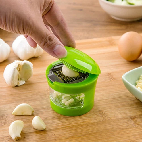 

Kitchen 2 Blades Garlic Press Chopper Slicer Grinder Crusher Hand Presser Tool