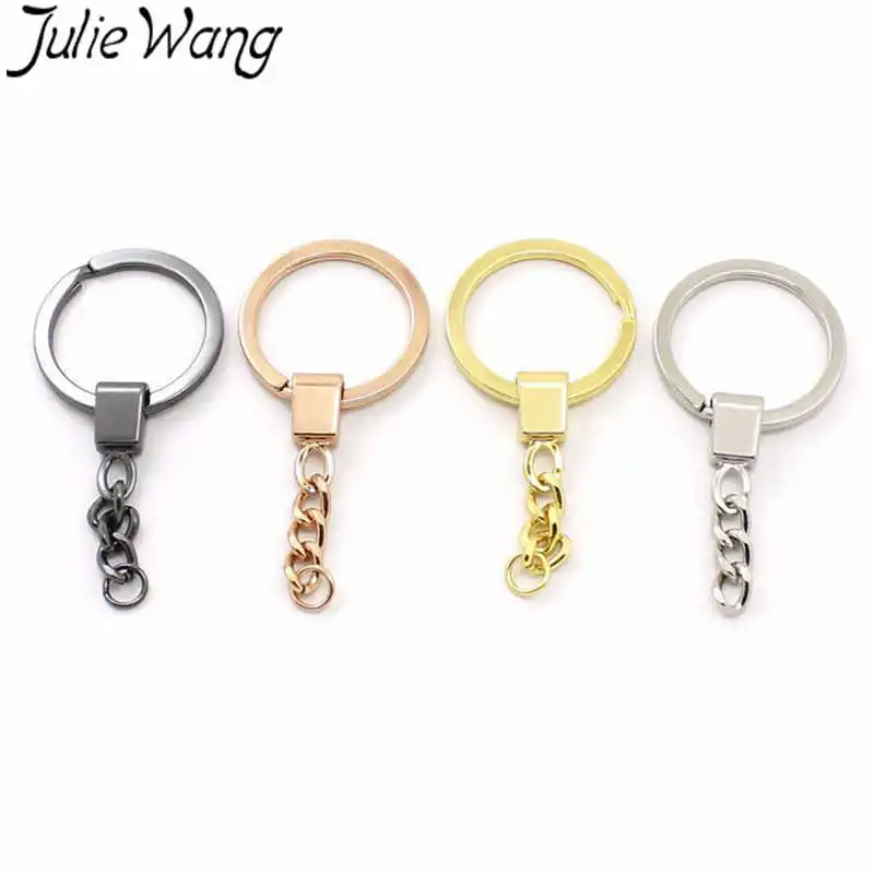Julie Wang 10 шт. медный Брелок Сплит кольцо с короткими брелоки цепочки ручной работы