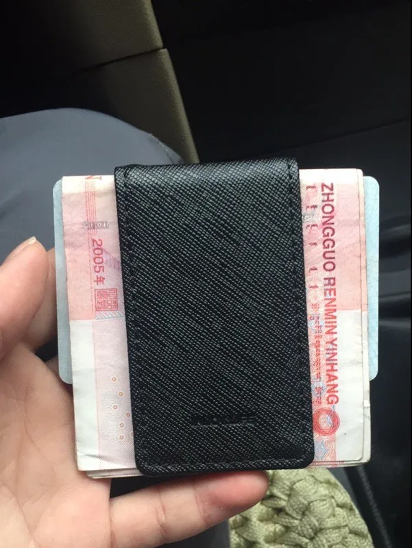 New Fashion Brand Genuine Leather Money Clip Purse Men Strong Magnetic High Quality Black Clip for Money Holder