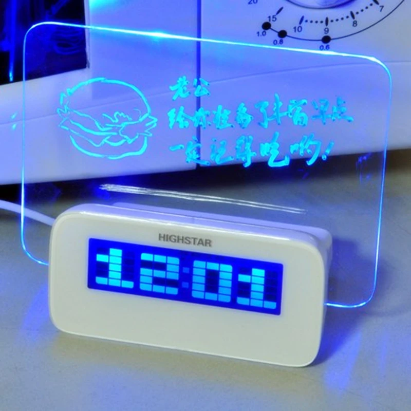 

Digital Message Board Clock Alarm Temperature Calendar Timer Blue Light