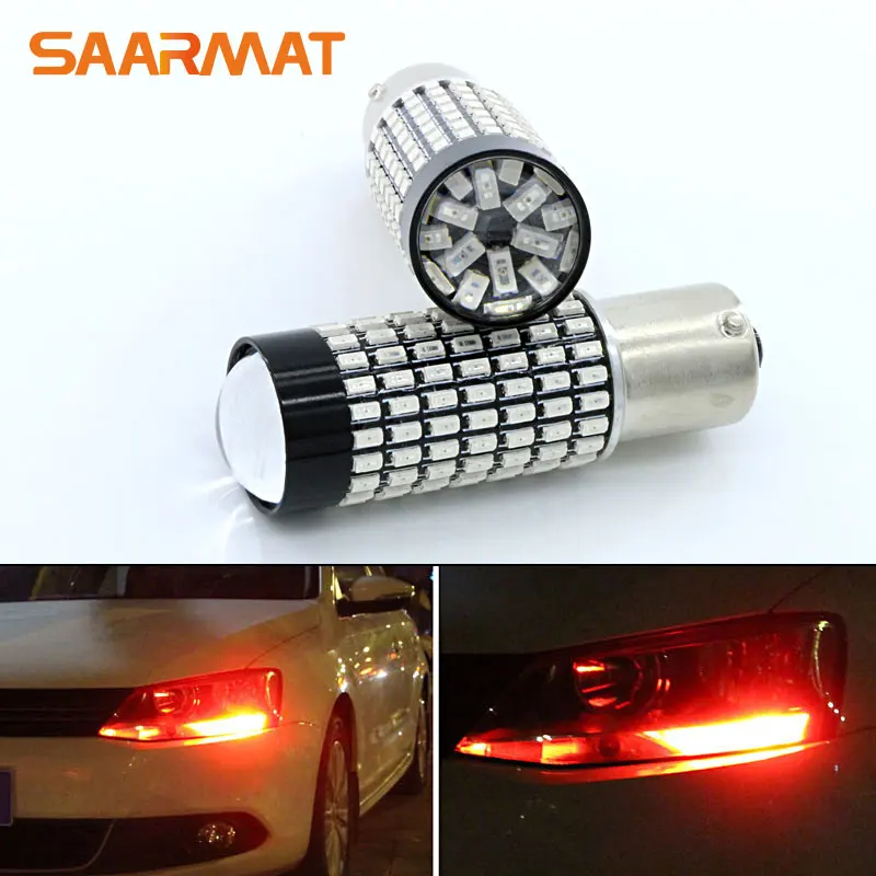 Пара 1156 P21W CANbus Белый Красный 158 SMD светодиодный лампы для Volkswagen Jetta MK6 дневных