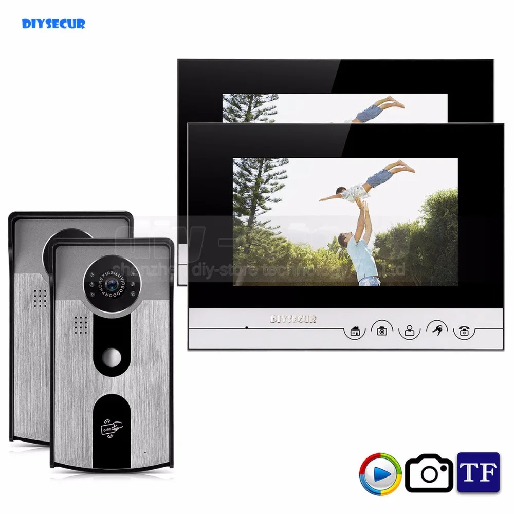 

DIYSECUR 7inch Record/Photograph Video Door Phone Doorbell Home Security Intercom System 125KHz RFID Camera IR Night Vision