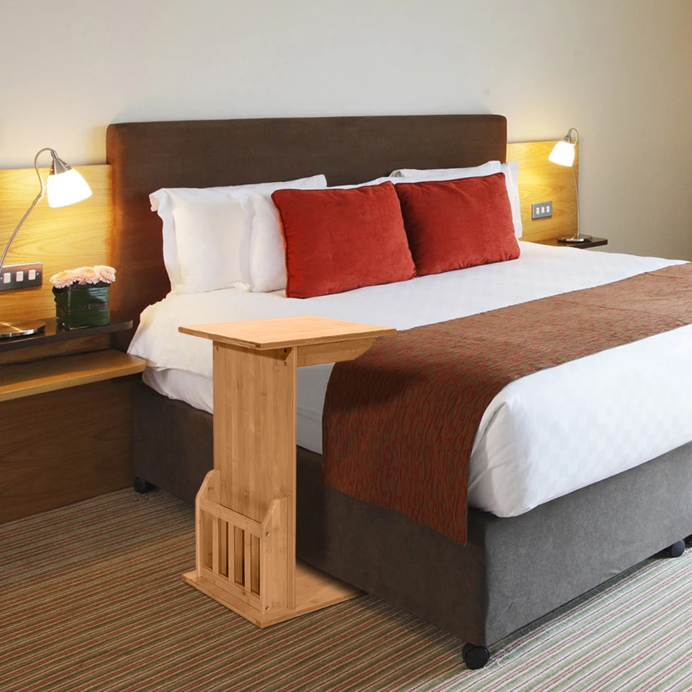 L-shaped Sofa Side Coffee Table Basse Tea Table Bamboo Color Side Tables 40*30*61cm