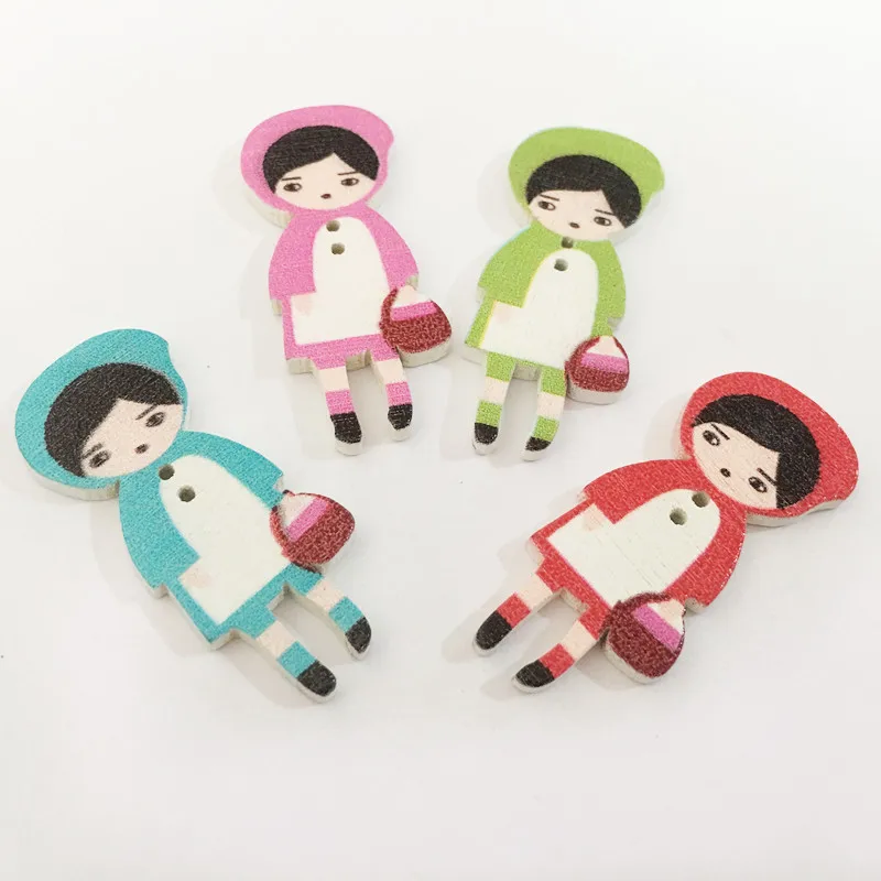 

Lovely Girl Style Wood Buttons 50pcs/lot Mixed Colors 2 Holes Decorative Wooden Buttons For Arts Crafts Decorations & Sewings
