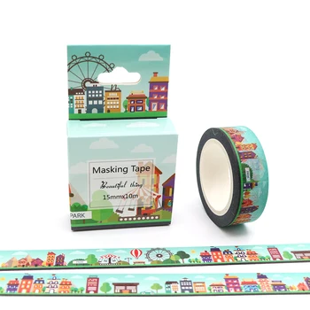 

15mm*10m Box Package Amusement Park Washi Tape Excellent Quality Colorful Paper Masking Tape DIY Decorative Tapes