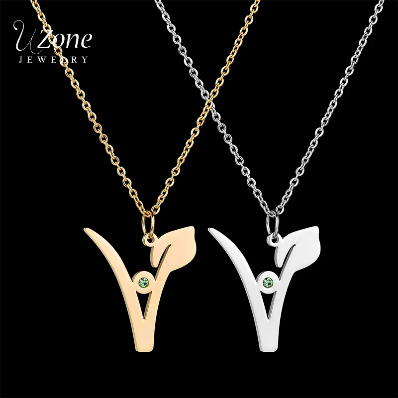 UZone Vegetarian Symbol Pendant Necklace Vegan Necklace Stainless Steel